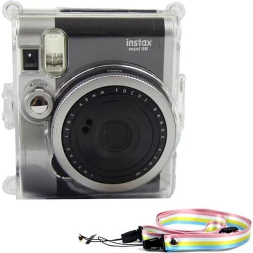 Fujifilm Instax Mini 90 Camera Crystal Case PVC Transparent Strap Shoulder Bag Protector Instant Film Camera Shell Cover Gift
