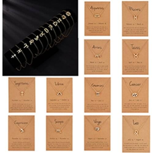 Individual Zodiac Sign 12 Constellation Necklace Pendant Women Birthday Gift Jewelry