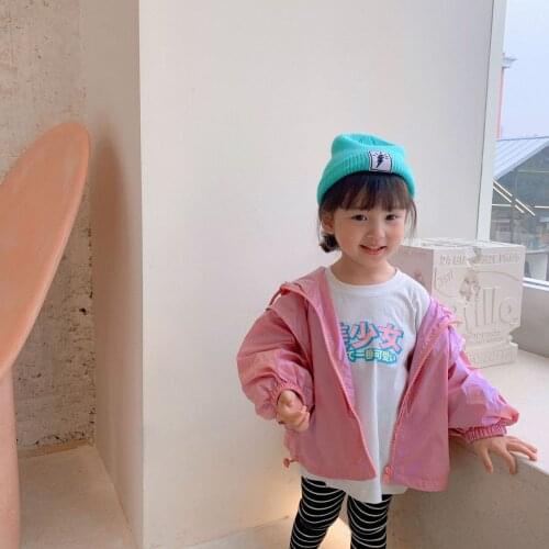 Spring New Toddler Girls Jackets Fashion Solid Hooded Sun Protection Coats For Girls Kids Casual Loose Thin Jacket Child Outwear