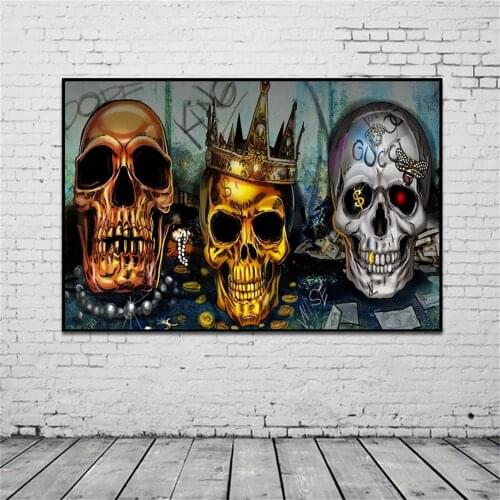 Cartoons Skull Canvas Painting Street Graffiti Art Poster Modern Nordic Art Home Decor Room Living Sofa Wall Decor Picture