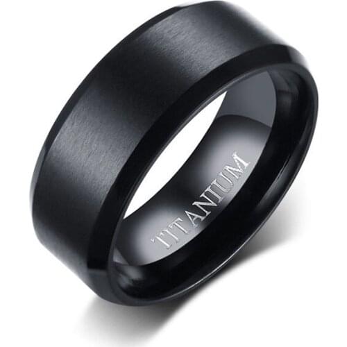 Ring Men Titanium Black Wedding Bands Engagement Ring 8mm Male Finger Rings Jewelry
