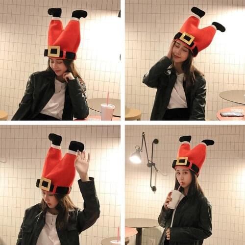 2020 New Electric Christmas Hat Funny Christmas Red Caps Santa Claus Legs Pants Novelty Plush Hats Unisex Cap Toys for Christmas