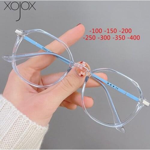 XojoX -1.0 -1.5 -2.0 -2.5 -3.0 -3.5 -4.0 Finished Myopia Glasses Transparent Vintage Women Men Prescription Eyewear Short-Sight