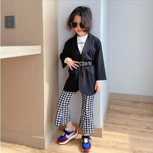 2020 Korean style girls coat with belt full sleeve autumn girls coat 3-8t F672