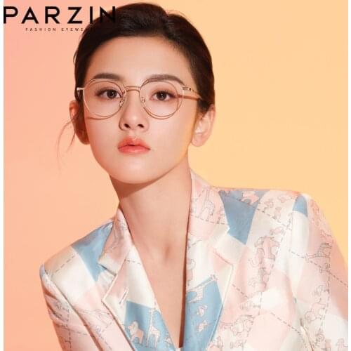 PARZIN 72115 Blue Light Glasses Women Vintage Round Eyeglasses Frame Men Fashion Myopia Optical Eyewear Lunette De Vue Femme