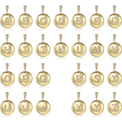 26Pcs/Lot Gold Color Letter Pendants for Women Initial A-Z Letter CZ Medallion Charm Wholesale Dropshipping Jewelry LGPM29