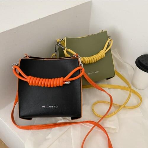 Simple Hit Color Crossbody Bag Women PU Leather Telephone Line Shoulder Handbag Fashion Exquisite Shopping Bag