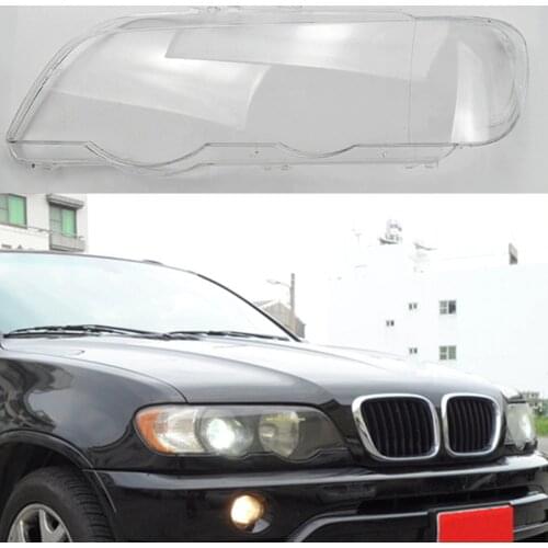 Headlight Transparent Glass Lens Cover for X5 E53 00-03 Headlamp Clear Shell-Cover Replacement DIY