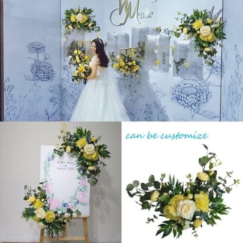 DIY wedding props welcome card flowers hotel water sign creative sign floral decor road lead flores artificial flower wall ball