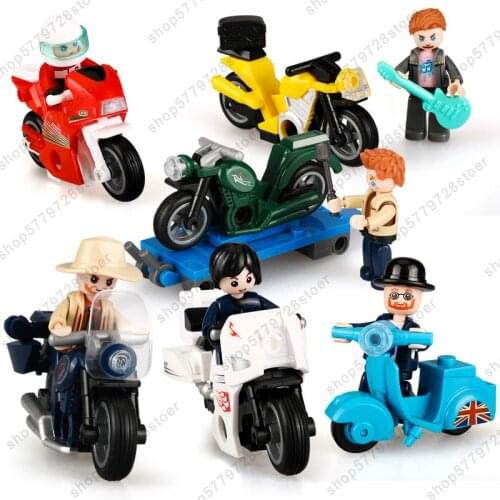 SLuban City Motorcycle Series 6 In1 Car Model Building Block Car Minifigures Educational Toy Childrens Gifts For Children