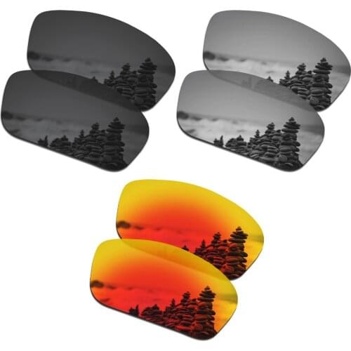 SmartVLT 3 Pairs Polarized Sunglasses Replacement Lenses for Oakley Straightlink Stealth Black and Silver Titanium and Fire Red