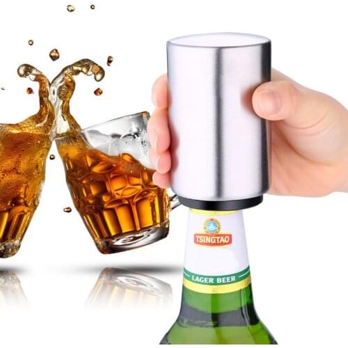Creative Beer Bottle Opener Stainless Steel With Magnet Press To Open Complete Cap For Kitchen Party Bar Gadget Dropshipping