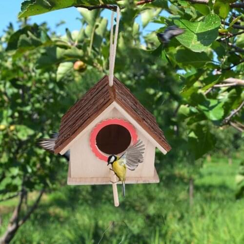 Hanging Birdhouse Wooden Bird Nest Cage Ornaments Garden Decorations House Automatic Bird Feeders Cage Accessories