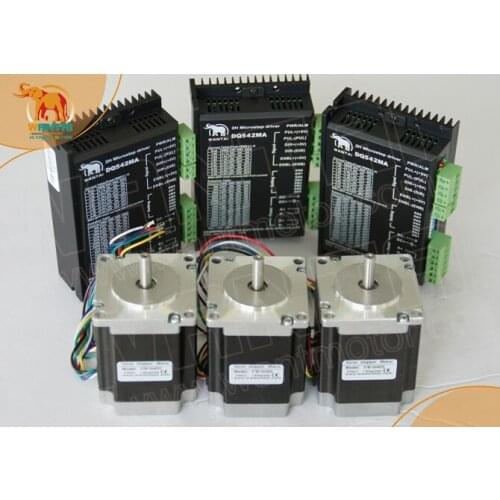 Wantai 3axis Nema23 Stepper Motor 57BYGH627 1.9Nm 270oz-in 76mm 3.0A+Driver DQ542MA 4.2A50V 128micro