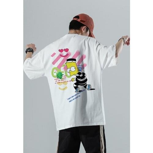 Japanese Hip Hop Street T-shirt Men Summer New Top Fashion 100% Cotton Breathable T-shirt Plus Size Harajuku Print Tee S-5XL