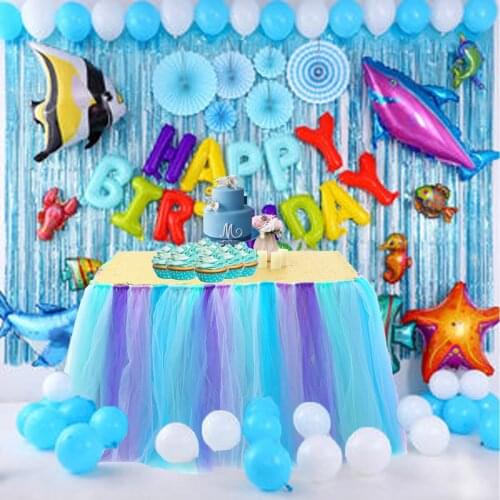 Table skirts tulle Ultra-poncho Amazon pop-up party skirt mesh skirt color encrypted net table skirt TUTU tableware