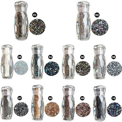 1Bottle Caviar Beads Mini Nail Art Glass Beads Hotfix Rhinestones 3D Nail Art Decoration ***Mixed Colorful Nail Art Accessories