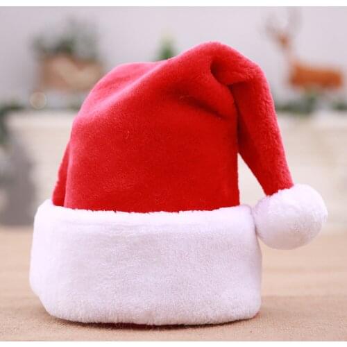 New 1 Pcs 30X45CM Christmas decorations high quality short plush Christmas hats big balls elderly hats for holiday decorations