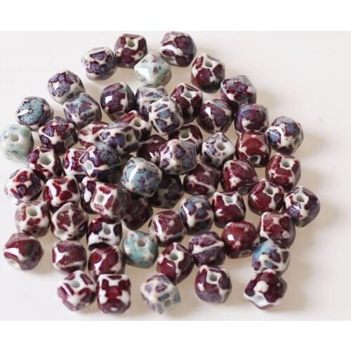 30pcs 10mm Square Ceramic Beads Handmade Diy Hole Beads Loose Beads For Jewelry Making