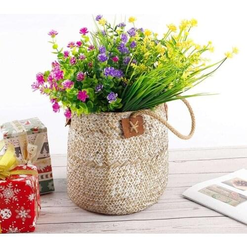 9 Pcs Artificial Flowers for Outdoor UV Resistant Plants Plastic Eucalyptus Bushes Wheat Grass for Outdoor Courtyard