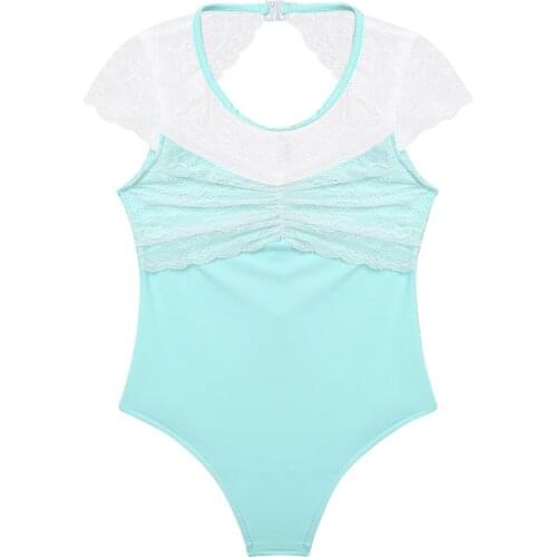 Toddler Ballet Leotards Dancewear for Girls Stage Performance Short Sleeves Lace Tulle Ballet Dancing Dress Gymnastics Jumpsuits