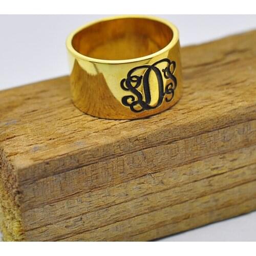 Free Shipping Engrave Personalized Gold Name Date Logo Ring Custom Wedding Engagement Brand Rings For Women Men S925 Jewelry