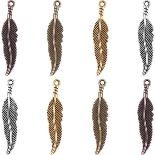 Zinc Alloy Beads For Jewelry Making 30pcs 8X27mm Pointed Leaf Metal Pendants Hoop Earrings Necklace Charms DIY Craft Accessories
