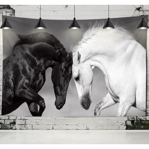 A Pair Of Mighty Tall White Dragon Horse Wall Hanging Tapestries Room Bedroom Home Art Tapestries Home Decor
