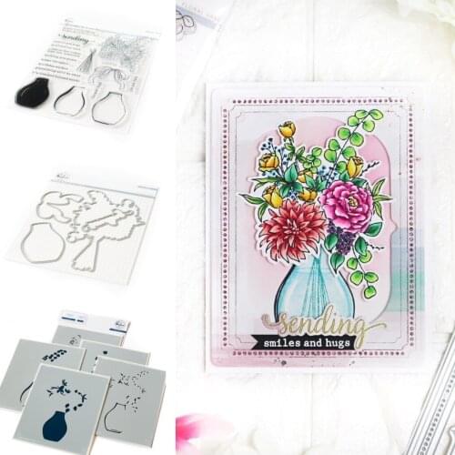 FLORAL VASE Metal Cutting Dies and stamps DIY Scrapbooking Card Stencil Paper Cards Handmade Album Stamp Die Sheets 2021 NEW