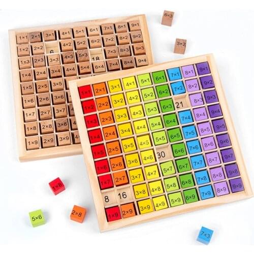 Wood Rainbow Material 99 Multiplication Table Board Game Cube Block Montessori Education Tray Math Arithmetic Teach Activity Toy
