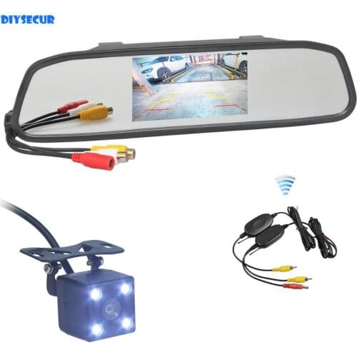 DIYSECUR Wireless 4.3" TFT Screen Rear View Car Monitor Mirror Monitor Auto Parking Rear View Camera Car Camera