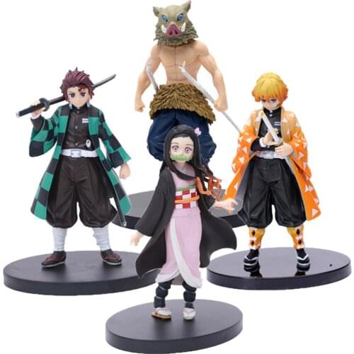 Anime Demon Slayer Figure Kamado Tanjirou Nezuko Action Figures PVC Model Toys Zenitsu Figurine Inosuke Kimetsu No Yaiba Figura