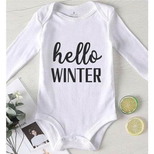 Hello Winter Printing Kids Clothing One Piece Toddler Winter Jumpsuit Newborn Girl Outfit Baby Clothes Infant Romper