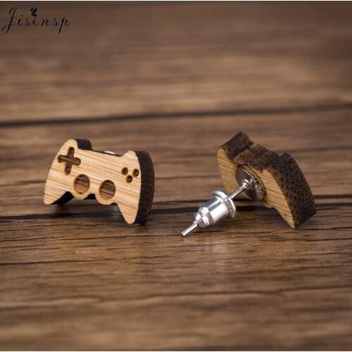 Jisensp 2019 New Arrival Funny Game Controller Wooden Earrings for Men Kids Game Player Bts Earrings Man Accessories bijoux