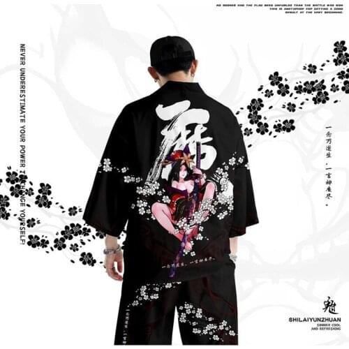 Big Size 6XL Print Japanese Yukata Men Kimono Cardigan Summer Beach Kimono Loose Japanese Samurai Clothing Casual Outerwear