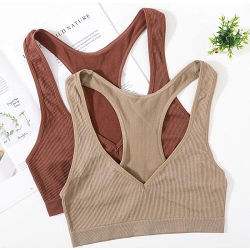Fashion Crop Top V Neck Women Tank Top Underwear Seamless Lingerie Sexy Bras Top Streetwear Crop Sports Backless Camisole