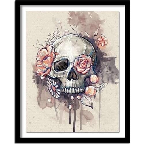 Square 5D Diy Diamond Painting Skull Flower Helloween Diamond Embroidery Cross Stitch Rhinestone Diamond Home Decor RS814