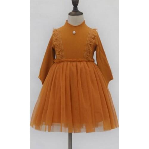 New 2018 baby girls party dresses,Children clothes,spring autumn princess pearl tassel girl dress kids dresses for 3-9 years old