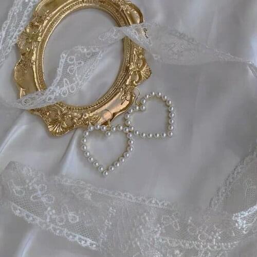 2020 New Womens Heart Drop Earrings For Women Statement Pearl Dangle Earrings Simple Fashion Jewelry Trendy Accessories