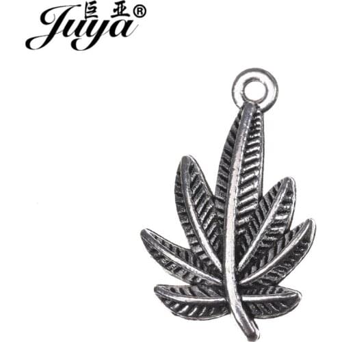 JUYA Leaf Charms for Jewelry Making Accessories 23.5x14.5mm 15pcs/lot High Quality Metal Leaves Women DIY Sweater Pendant AO0581