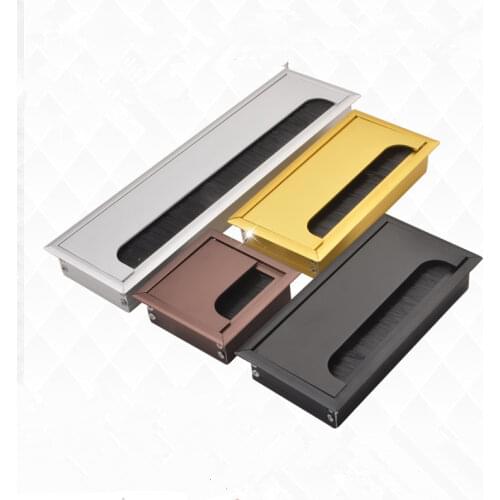Rectangular Aluminum alloy Desk Wire Hole Cover Computer Table Grommet Cable organizer Tidy Port with Black Brush Furniture
