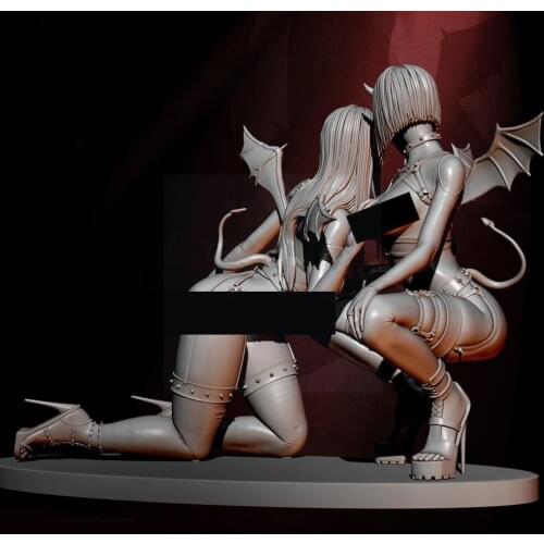 Resin Soldier White Mold Model Kits Figure DIY Toy Sisters Boy Mold Demon For Child Best Self-assembled Gift