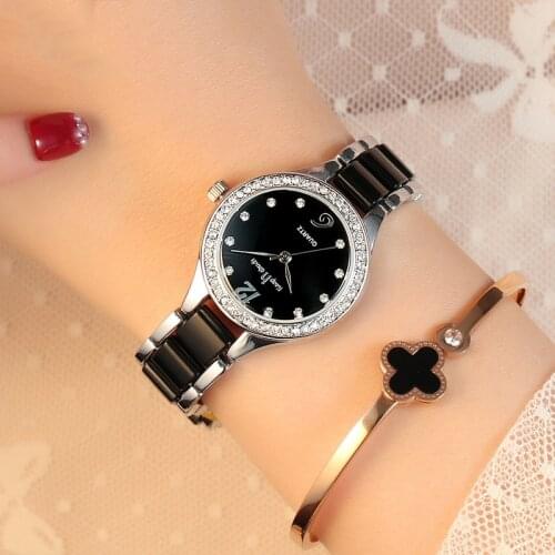 Luxury Ladies' Watch Diamond Quartz Fashion Loyal Womens Ceramic Watch 2020 Female Bracelet Watch Rhinestone Waterproof Clock