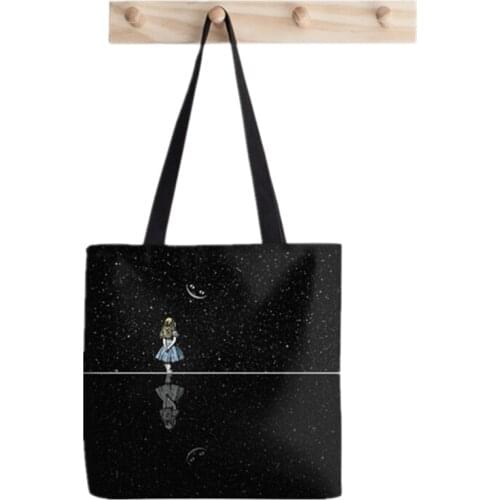 Shopper Alice In Wonderland Starry Printed Tote Bag women Harajuku shopper handbag girl Shoulder shopping bag Lady Canvas Bag