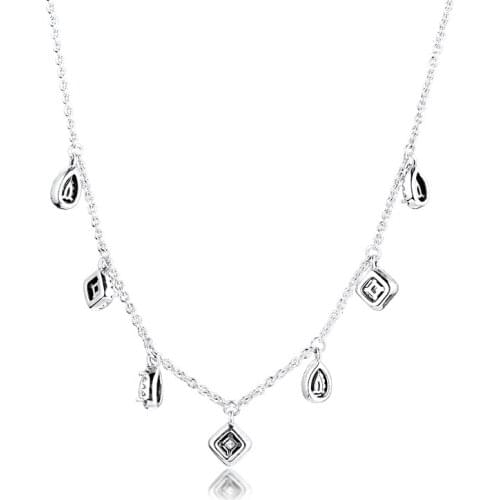 Dangling Geometric Shapes Necklaces 100% 925 Sterling Silver Jewelry Free Shipping