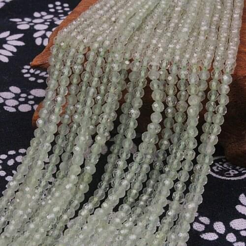 2 3 4mm Natural Prehnite Gemstone Green Faceted Round Loose Beads DIY Accessories for Necklace Bracelet Earring Jewelry Making