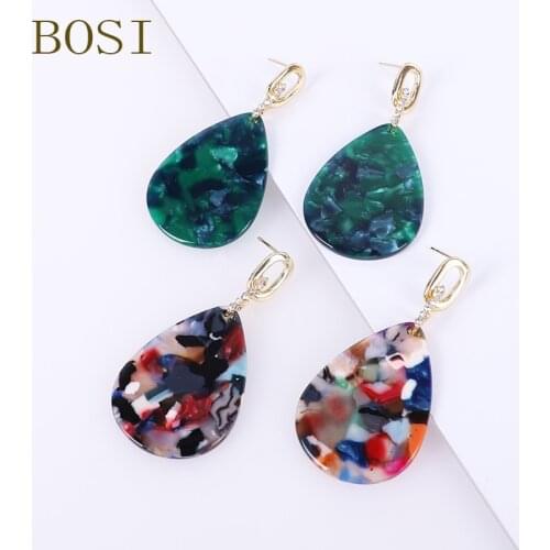 2019 bohemian Fashion Multicolor Acrylic Water droplets Resin Dangle Earring For Women geometric Statement Jewelry wholesale