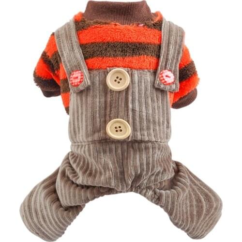 Winter pet coat clothes for dogs Winter clothing Warm for small dogs big dog coat Winter Pet button striped plush overalls