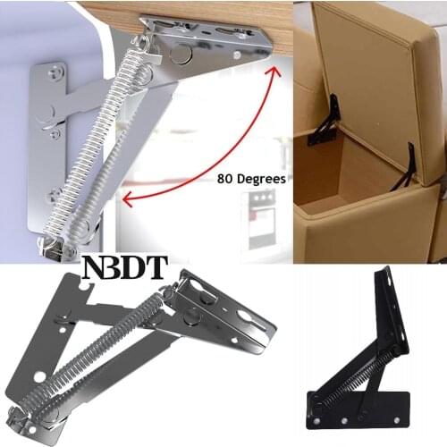 1Pair/Lot Sofa Headrest Flap Hinge Folding Sofa Bed Storage Box Spring Hinge Silver Black