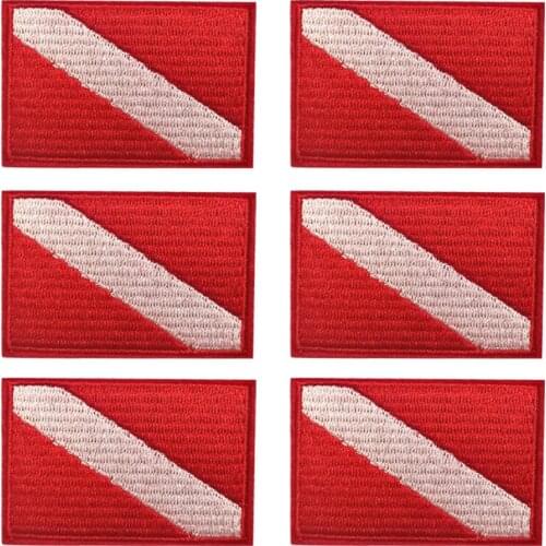 12/6PC Scuba Diving Flag Patch Backpack Badge Embroidered Embroidery Iron On Vest Bag Cap Patches for Snorkeling Swimming